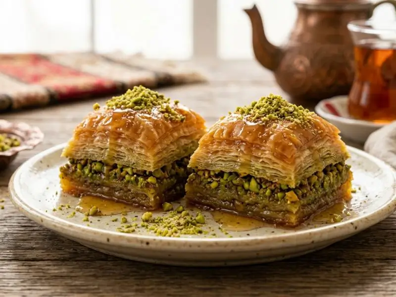 Walnut baklava with pistachios - Aladdin Mediterranean Cuisine