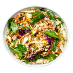 Cabbage Salad with spinach lemon gharlic and mint in a white bowl