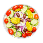 Greek Salad in a white bowl