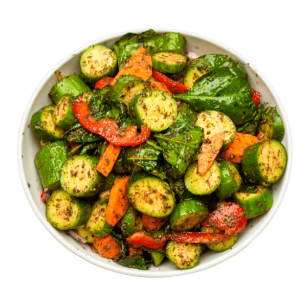 lebanese cucumber Salad in white bowl