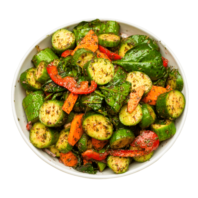 lebanese cucumber Salad in white bowl