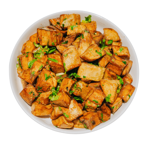 Lemon Cilantro Roasted Potatoes in a white bowl