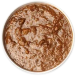 Pomegranate Eggplant stew in a white bowl