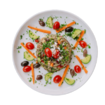 Quinoa Salad - cherry tomatoes, olives, fetta cheese, and orange vinaigrette