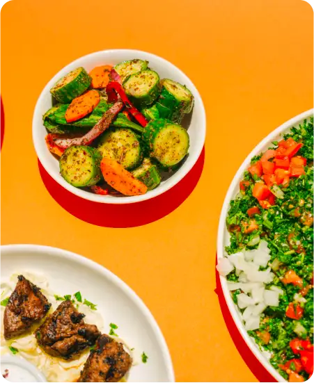 a group of plates of food