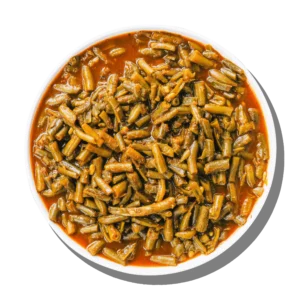 Slow-cooked green beans in tomato-garlic sauce at Aladdin Mediterranean Cuisine, Houston