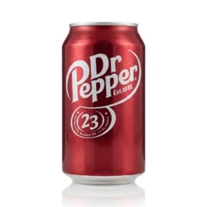Dr Pepper 12 oz can, chilled, served at Aladdin Mediterranean Cuisine in Houston