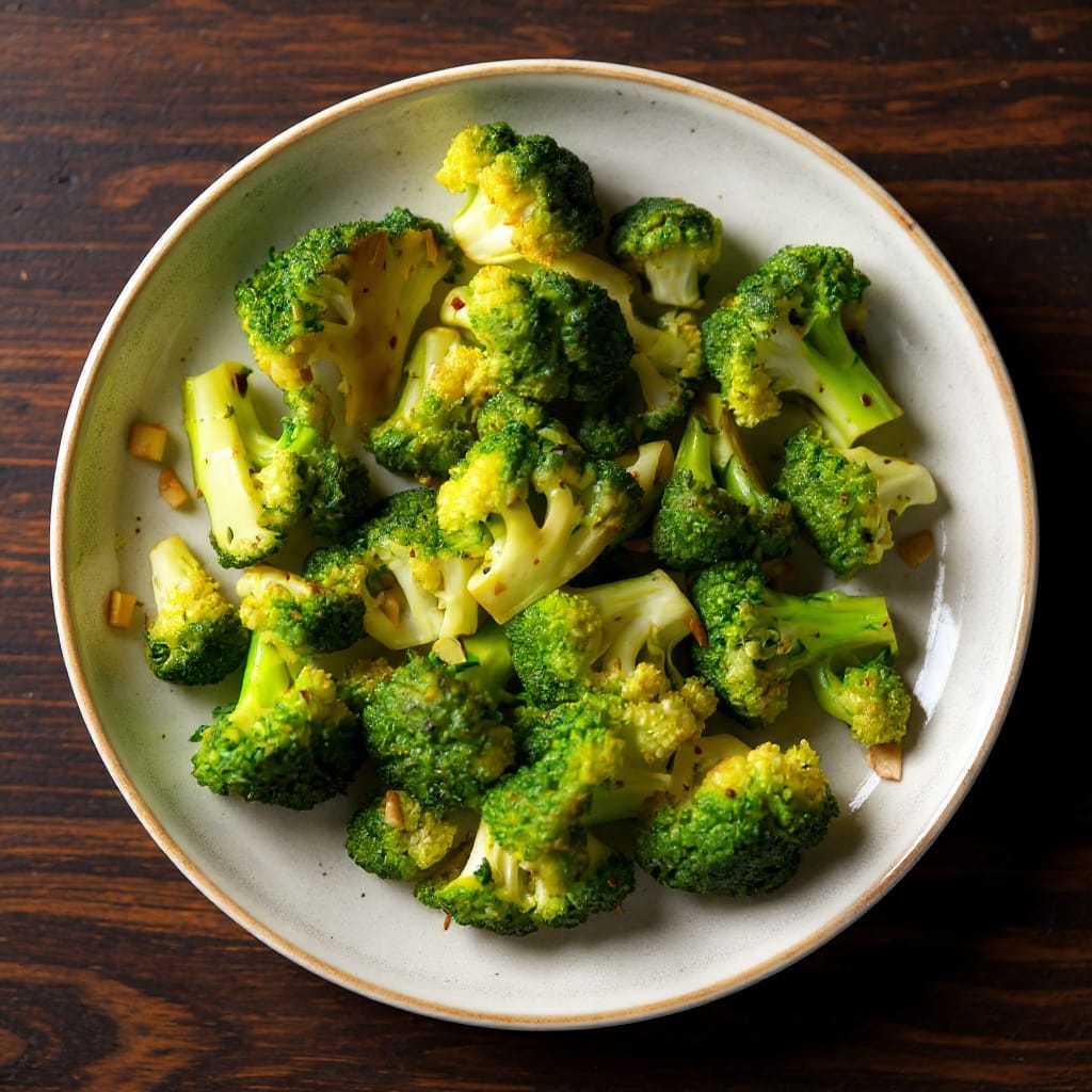Vibrant garlic broccoli in a rustic bowl, a healthy side from Aladdin Mediterranean catering Houston.